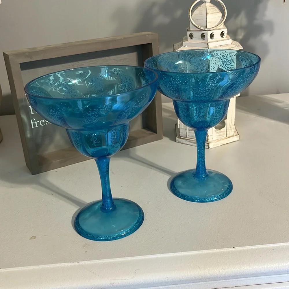 Fun Party Blue Long Stem Hard Plastic Glasses